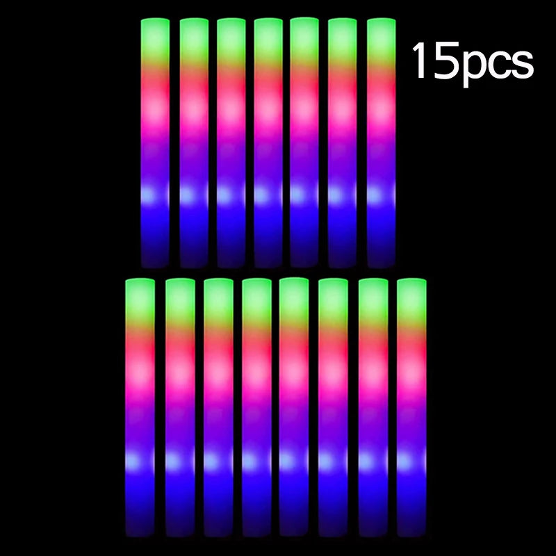 RGB LED Glow Sticks – Foam Light Sticks for Parties & Events